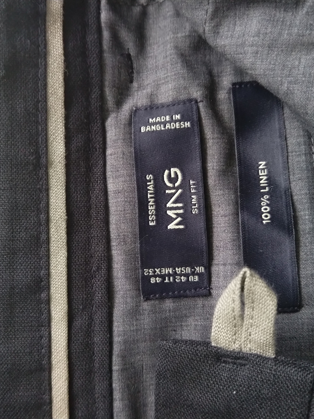 Mango Men's Navy and Gray Chinos - Slim Fit